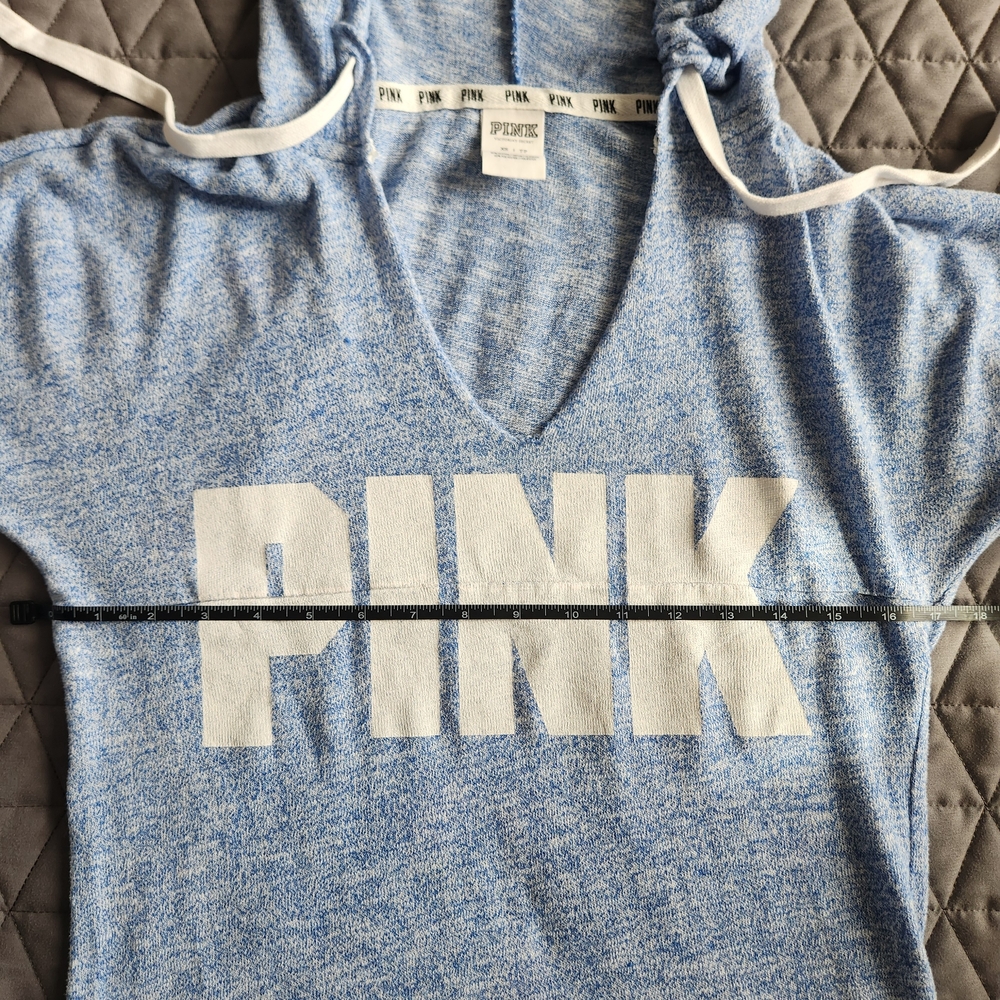PINK Victoria's Secret-Blue Lightweight Pullover Hoodie-Size XS - Picture 6 of 8